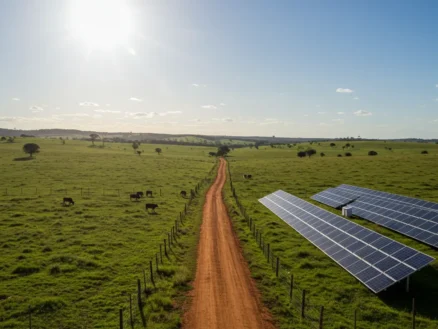 Empresa prestando serviço de instalação de energia solar fotovoltaica em propriedade rural no Brasil pela Suntera Energia Solar Fotovoltaica