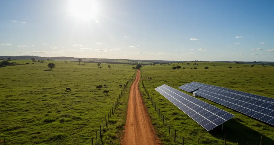 Empresa prestando serviço de instalação de energia solar fotovoltaica em propriedade rural no Brasil pela Suntera Energia Solar Fotovoltaica Empresa prestando serviço de instalação de energia solar fotovoltaica em propriedade rural no Brasil pela Suntera Energia Solar Fotovoltaica